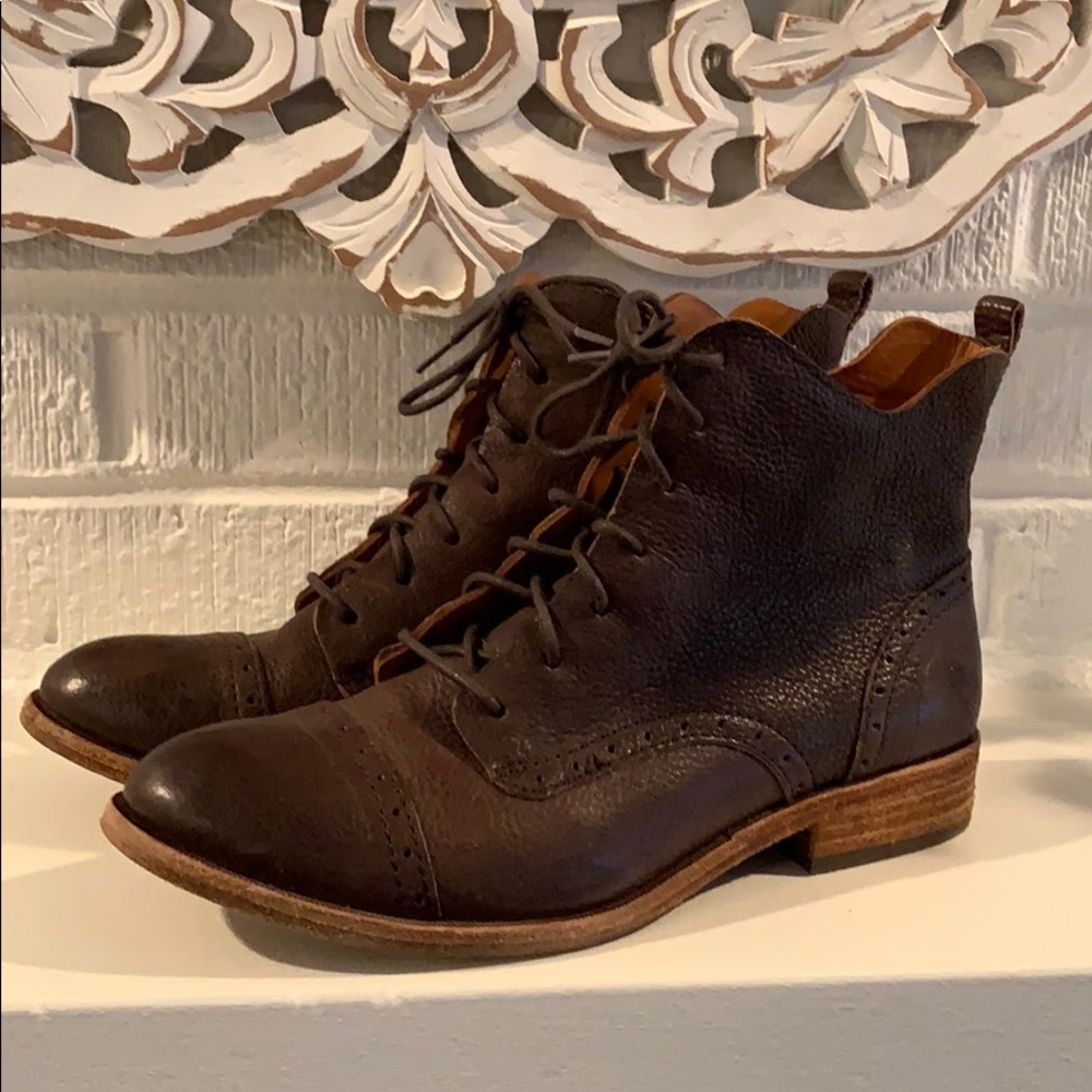 Brown leather boots